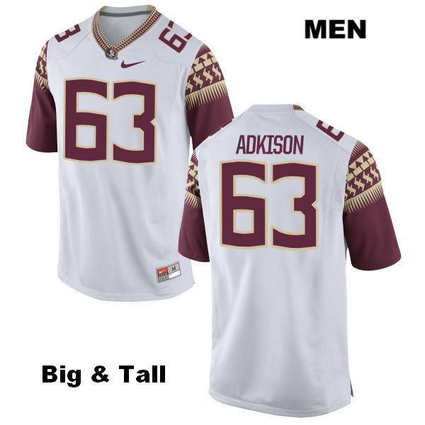 Men's NCAA Nike Florida State Seminoles #63 Tanner Adkison College Big & Tall White Stitched Authentic Football Jersey DXU5569MX